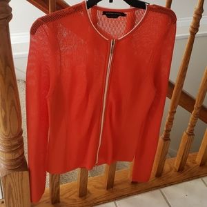 adrienne vittadini woman orange cardigan